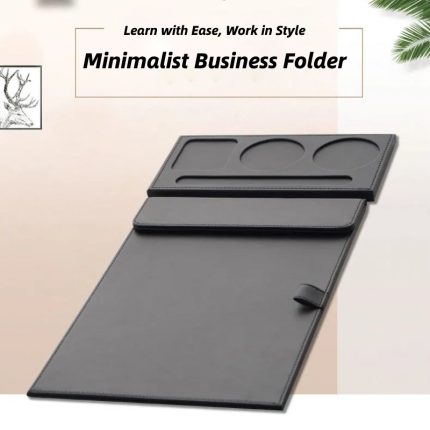 A4 Leather Conference Folder with Clipboard - Business Writing Pad for Office, Hotel, Custom Logo Option